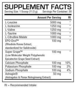 BCAA Sensation Supplement Facts