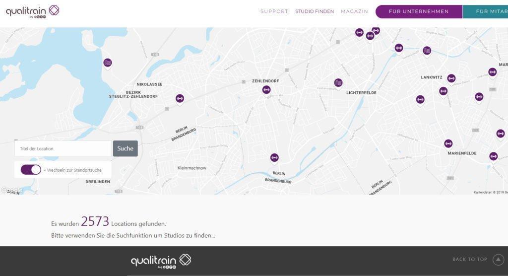 Beispiel Screenshot der Qualitrain Webseite